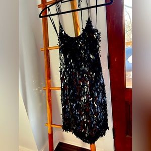 Flapper style black cocktail dress